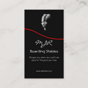 Cartão De Visita Monograma, retrato do pônei, swoosh vermelho