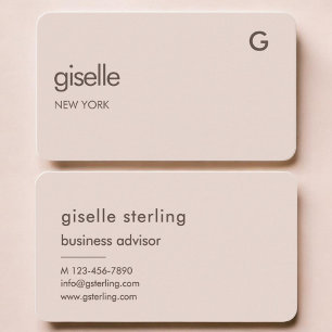 Cartão De Visita Monograma Rosa Bege