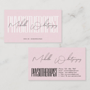 Cartão De Visita Monograma rosa PHYSIOTHERAPIST escrita moderna