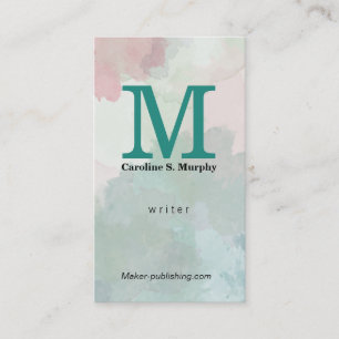 Cartão De Visita Monograma Serif Artístico Aquarela