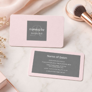 Cartão De Visita Monograma Simples de Cinzas Rosa de Salão de Belez