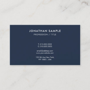 Cartão De Visita Monograma Simples e Elegante Azul-Navy Personaliza