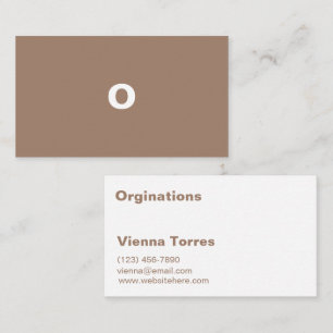 Cartão De Visita Monograma Simples e Minimalista Branco bege