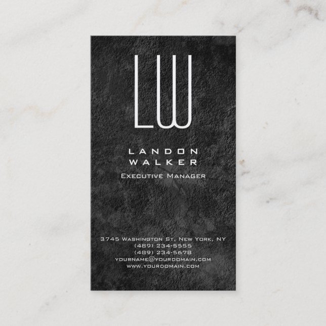 Cartão De Visita Monograma simples e moderno profissional de cinzas (Frente)