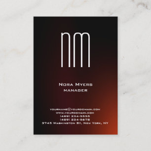 Cartão De Visita Monograma simples e simples, de cor vermelha