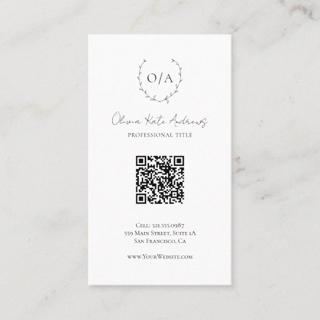 Cartão De Visita Monograma Simples Elegante (Frente)