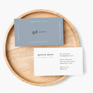 Cartão De Visita Monograma Simples Mínimo da Cinza Azul