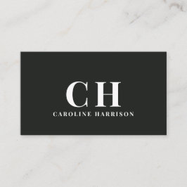 Cartão De Visita Monograma simples profissional mínimo preto