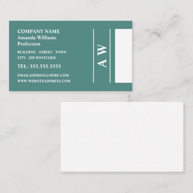 Cartão De Visita Monograma simplificado, minimalista (Frente/Verso)