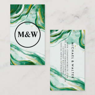Cartão De Visita Monograma   Textura em forma de água artística ver