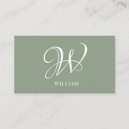 Cartão De Visita Monograma Verde Personalizado Elegante Inicial