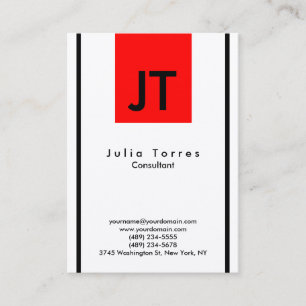 Cartão De Visita Monograma Vermelho Branco Preto Moderno de Tendênc