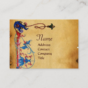 CARTÃO DE VISITA MONOGRAMA VERMELHO DO SELO DA CERA DO PERGAMINHO