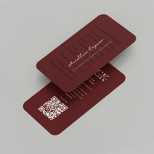 Cartão De Visita Monograma Vermelho Escuro de Emergência contra Fog