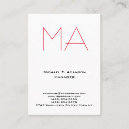 Cartão De Visita Monograma vermelho profissional branco único da te