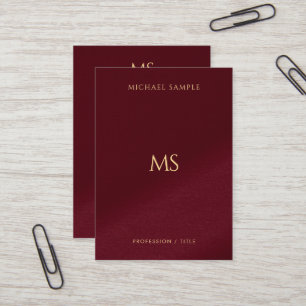 Cartão De Visita Monograma Vertical de Texto Dourado Luxuoso em Lin