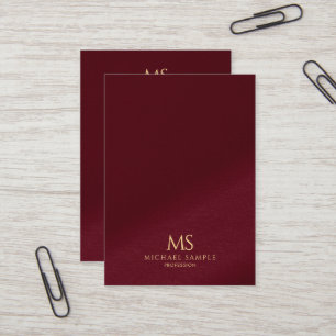 Cartão De Visita Monograma Vertical Luxuoso Espesso em Texto Dourad