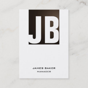 Cartão De Visita Monograma vertical simples, branco, de sepia única