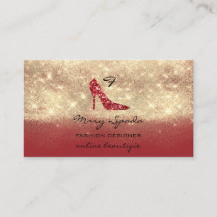 Cartão De Visita Monogramas Calçados RedGold Glitter Heters Logotip