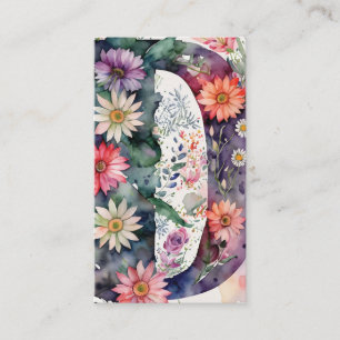 Cartão De Visita Monogramas D Daisy Floral Watercolor Logotipo QR C