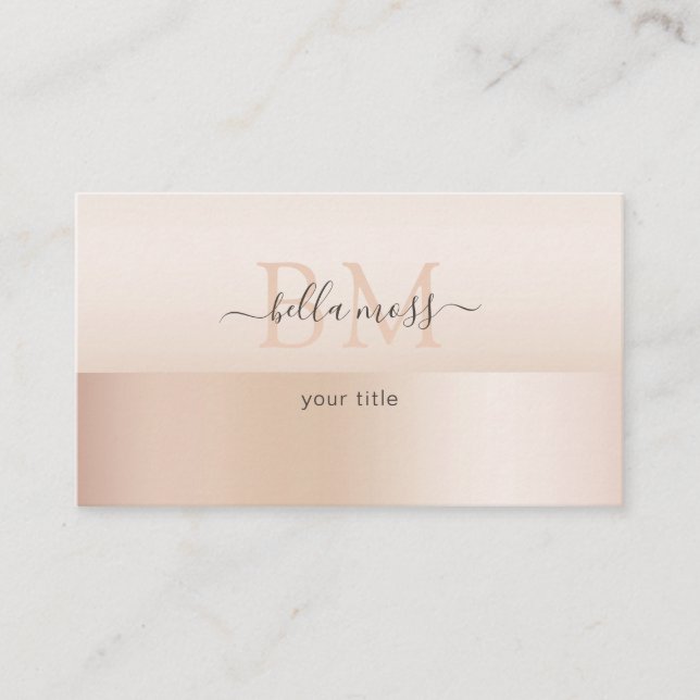 Cartão De Visita Monogramm Modern Minimal Beige (Frente)