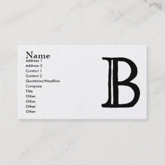 Cartão de visita Monogrammed de "B"