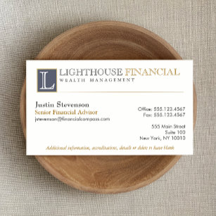 Cartão De Visita Monogramo Logotipo Financial Advisor Professional