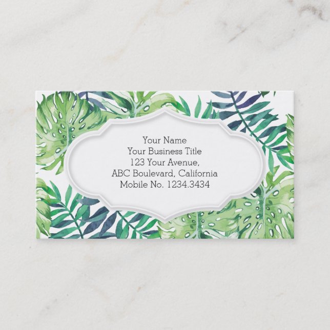 Cartão De Visita Monstera Deliciosa Ilha do Havaí Folga de Trópicos (Frente)