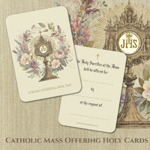 Cartão De Visita Monstrance Floral da Oferta em Massa Católica