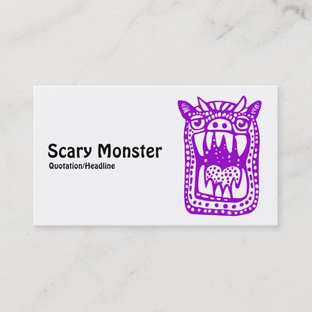 Cartão De Visita Monstro Assustador - Roxo (Frente)