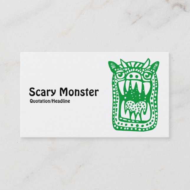 Cartão De Visita Monstro Assustador - Verde (Frente)