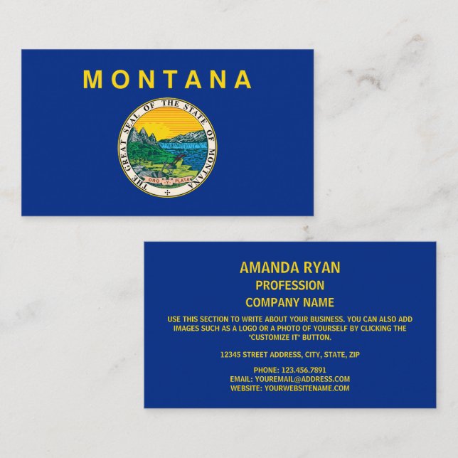 Cartão De Visita Montanan Flag & Seal, Flag of Montana (Frente/Verso)