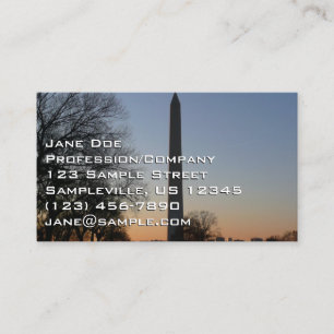 Cartão De Visita Monumento a Washington ao Pôr do Sol em DC