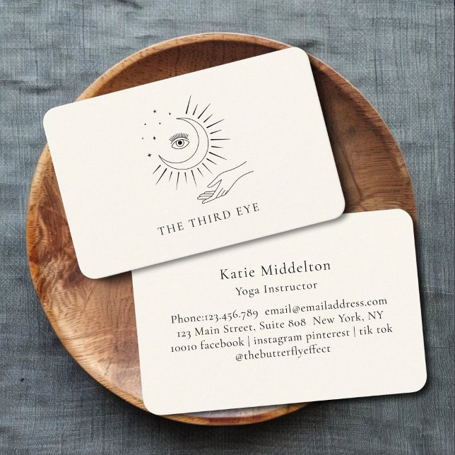 Cartão De Visita Moon Eye Yoga Reiki Wellness  (Moon Eye Yoga Reiki Wellness Business Card)