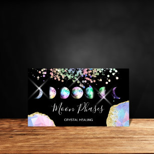 Cartão De Visita Moon Fases Crystal Gem Healing Hológrafo Negócios
