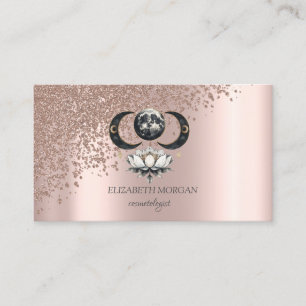 Cartão De Visita Moon Lótus de Rosa Dourado Elegante Moderno