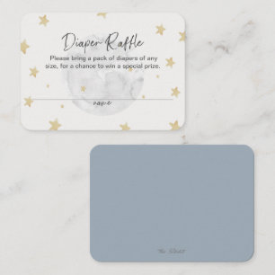 Cartão De Visita Moon Stars Boy Blue Fralda Raffle Chá de fraldas C
