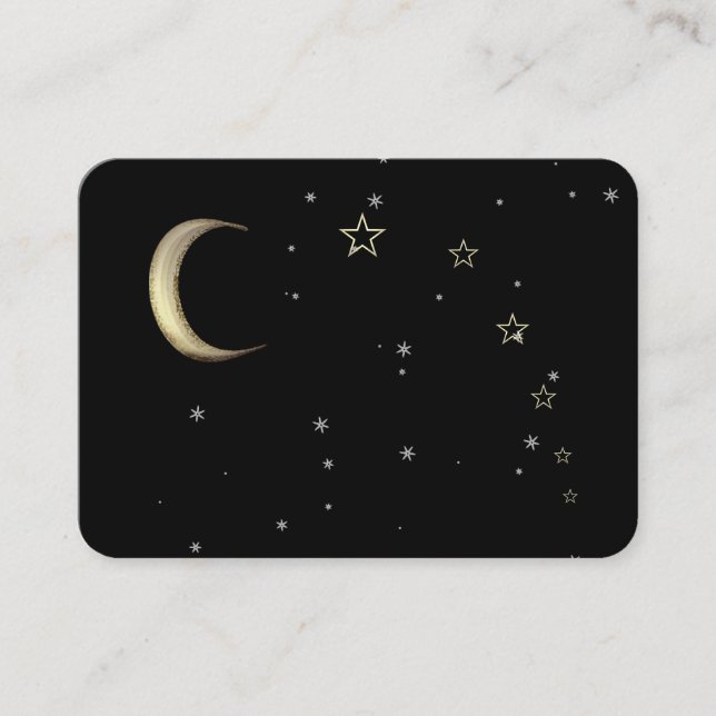 Cartão De Visita Moon Stars Falling Star Spiritual Business Card (Frente)