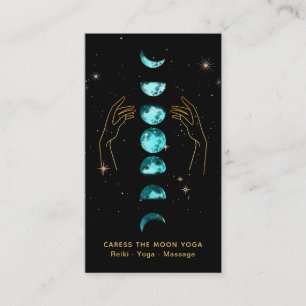 Cartão De Visita *~** Moon Turquoise Azul Fases + Estrela de Mãos