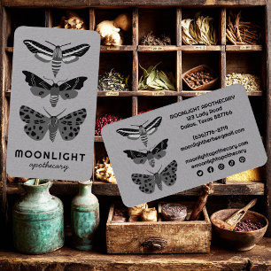 Cartão De Visita Moonlight MOTHS Apotecário Gótico Herbalista