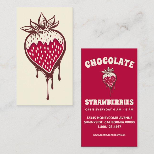 Cartão De Visita morango de chocolate (Frente/Verso)