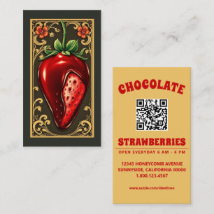 Cartão De Visita morango de chocolate com código qr