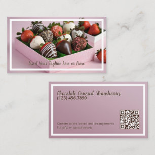 Cartão De Visita Morangos com Chocolate QR