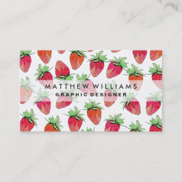 Cartão De Visita Morangos frutados da aguarela colorida brilhante