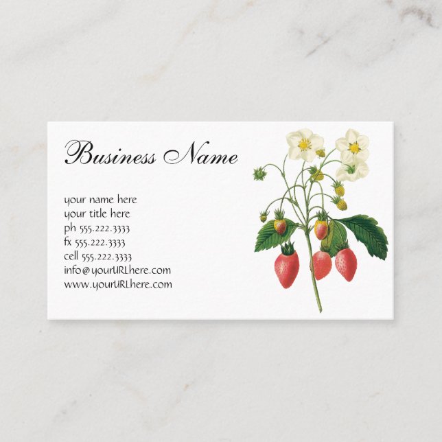 Cartão De Visita Morangos Frutas-da-safra, por Redoute (Frente)