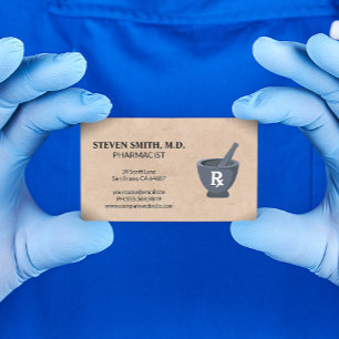 Cartão De Visita Mortar e Pestle  Farmacêutico  Símbolo Rx