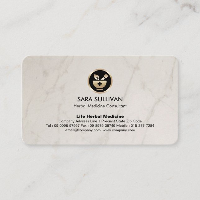 Cartão De Visita Mortar Pestle Medicina à Base de Plantas Homeopati (Frente)