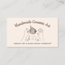 Mosaico de Peixe Cerâmico Ivory Bege Feito à Mão H