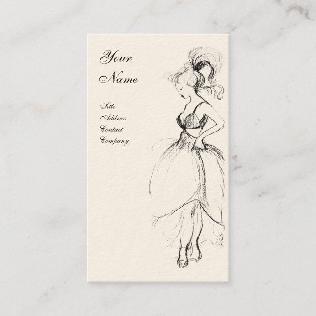 Cartão De Visita MOSCA DE BELEZA DE JOVEM, desenho branco preto (Frente)