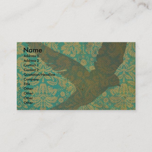 Cartão De Visita Mosca, pássaro na arte de Digitas do papel de (Frente)